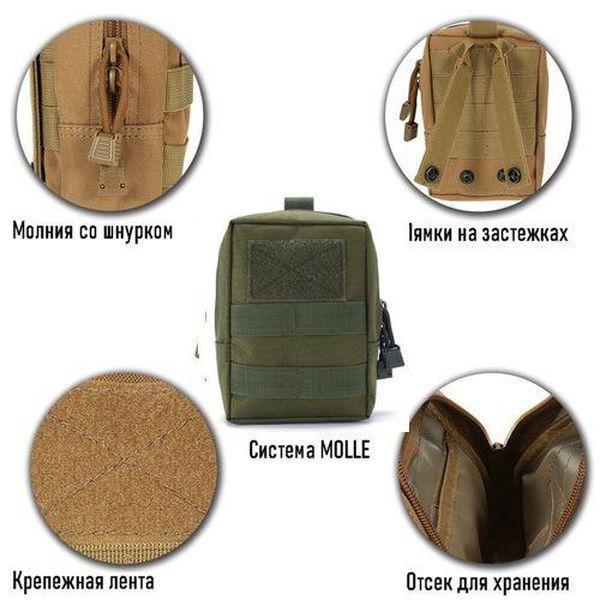 Підсумок Mini-IFAK ОЛИВА міні (11x15x6) на MOLLE, Нейлон 600D, з термоізоляцією EPE